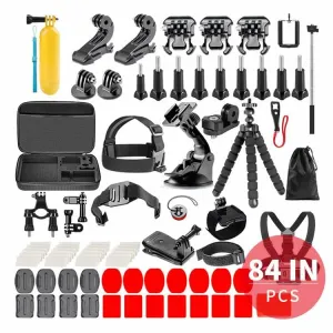 Hridz 84 pcs for GoPro Hero Action Camera Accessories Pack Case Chest Head Mount Float Head Kit