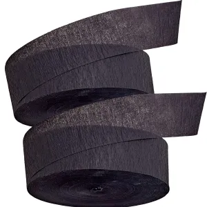 Kicko Black Crepe Streamers - 1000 Feet x 1.75 Inches - 2 Pack of Streamer Rolls -