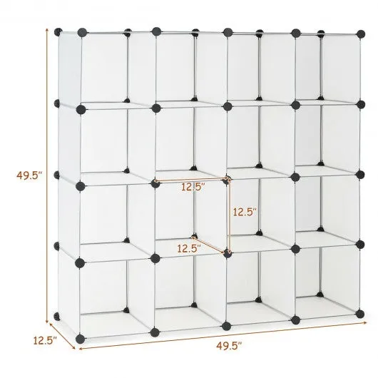 16 Plastic Cube Storage Organizer-White