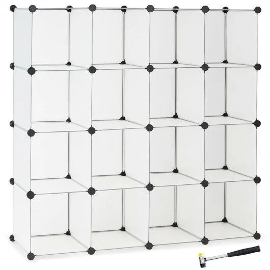 16 Plastic Cube Storage Organizer-White