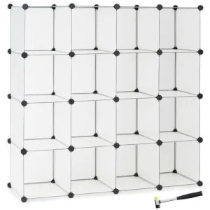 16 Plastic Cube Storage Organizer-White