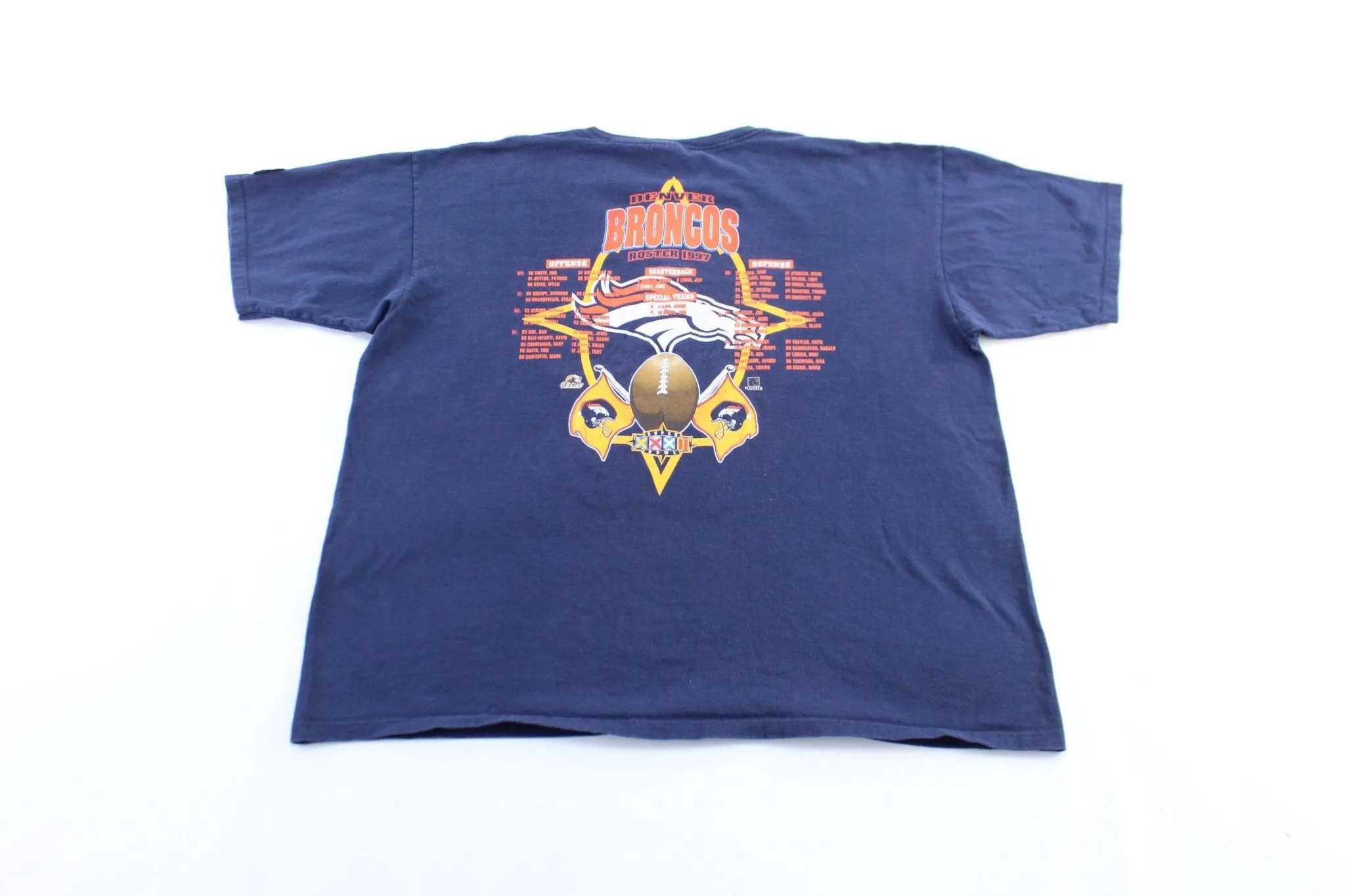 1997 Denver Broncos SuperBowl Champions Roster Graphic T-Shirt