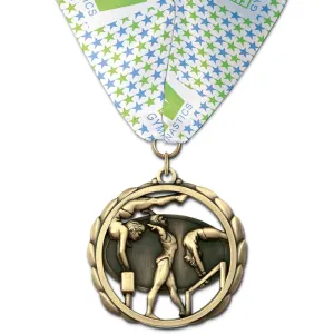 2-3/8" Custom ES Award Medal With Custom Millennium Neck Ribbon