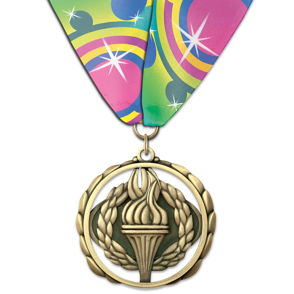 2-3/8" Custom ES Award Medal With Custom Millennium Neck Ribbon