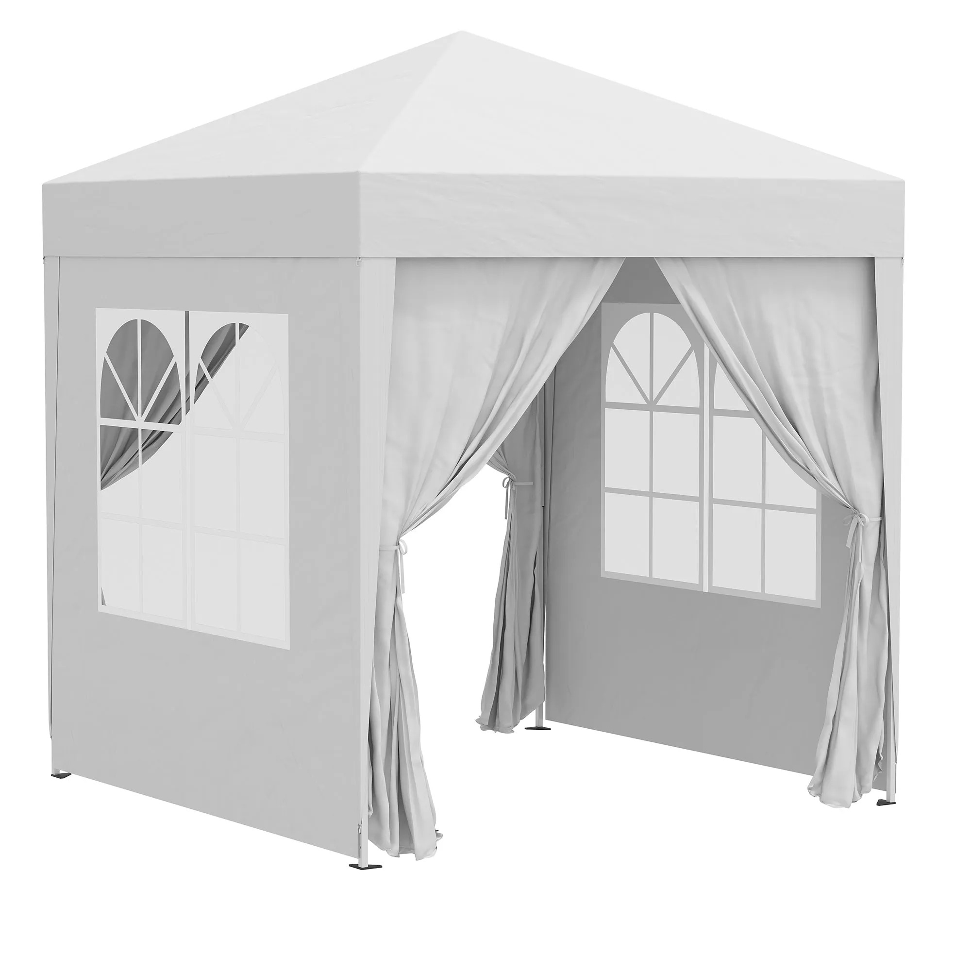 2 x2m Pop Up Gazebo Canopy Party Tent Wedding Awning W/ free Carrying Case White   Removable 2 Walls 2 Windows-White