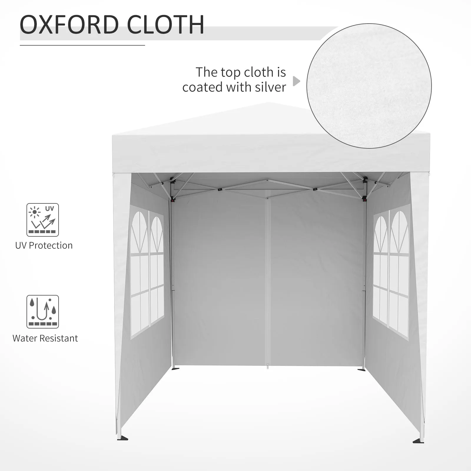 2 x2m Pop Up Gazebo Canopy Party Tent Wedding Awning W/ free Carrying Case White   Removable 2 Walls 2 Windows-White