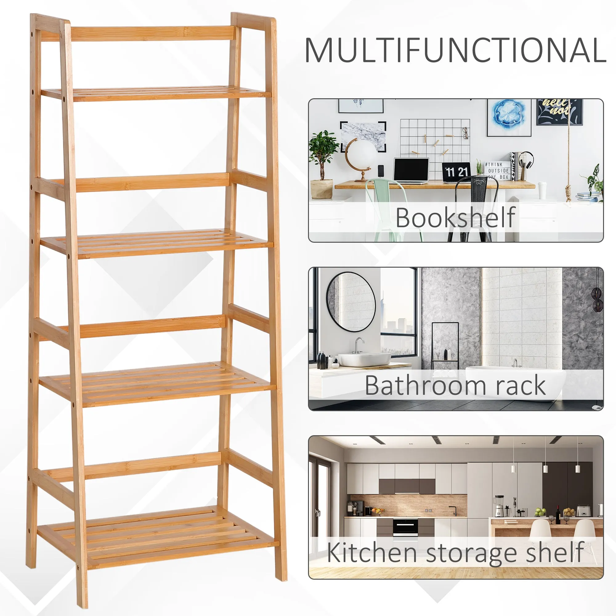 4 Tier Ladder Shelf Unit Storage Unit Shelf DIY Plant Shelving Stand Holder Organiser