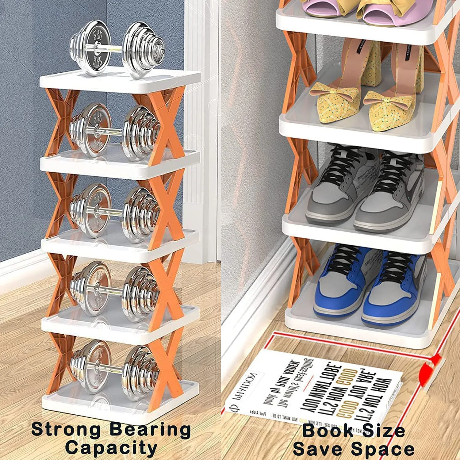 5 Layer Shoes Stand, Shoe Tower Rack Suit for Small Spaces, Closet, Small Entryway, Easy Assembly and Stable in Structure, Corner Storage Cabinet for Saving Space