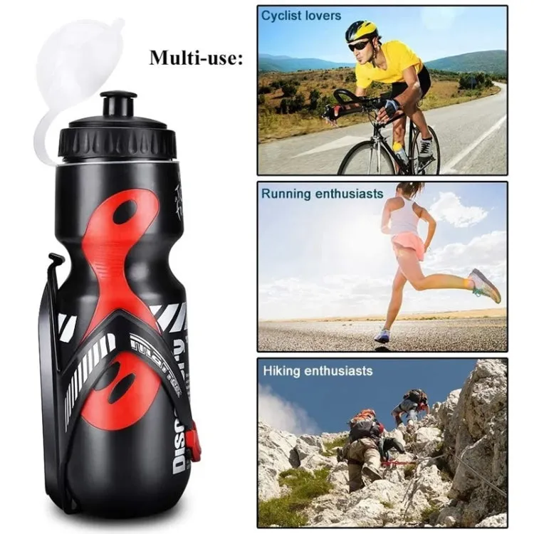 650ml Mountain Bike Water Bottle Set Outdoor Cycling Sports Bottle With V-shaped Holder Cage(Gray)