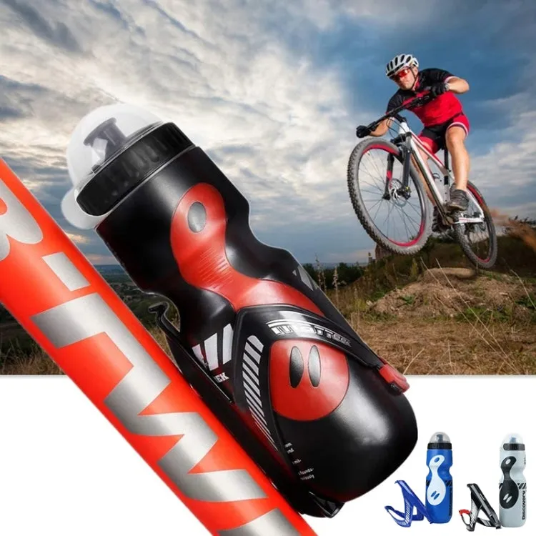 650ml Mountain Bike Water Bottle Set Outdoor Cycling Sports Bottle With V-shaped Holder Cage(Gray)