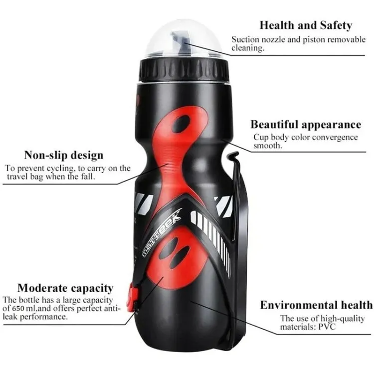 650ml Mountain Bike Water Bottle Set Outdoor Cycling Sports Bottle With V-shaped Holder Cage(Gray)