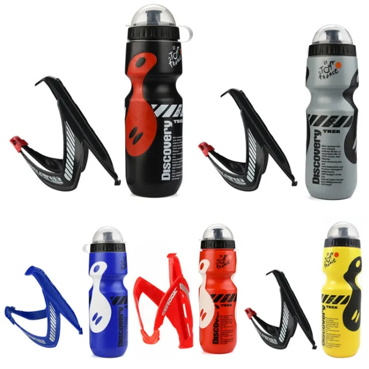 650ml Mountain Bike Water Bottle Set Outdoor Cycling Sports Bottle With V-shaped Holder Cage(Gray)