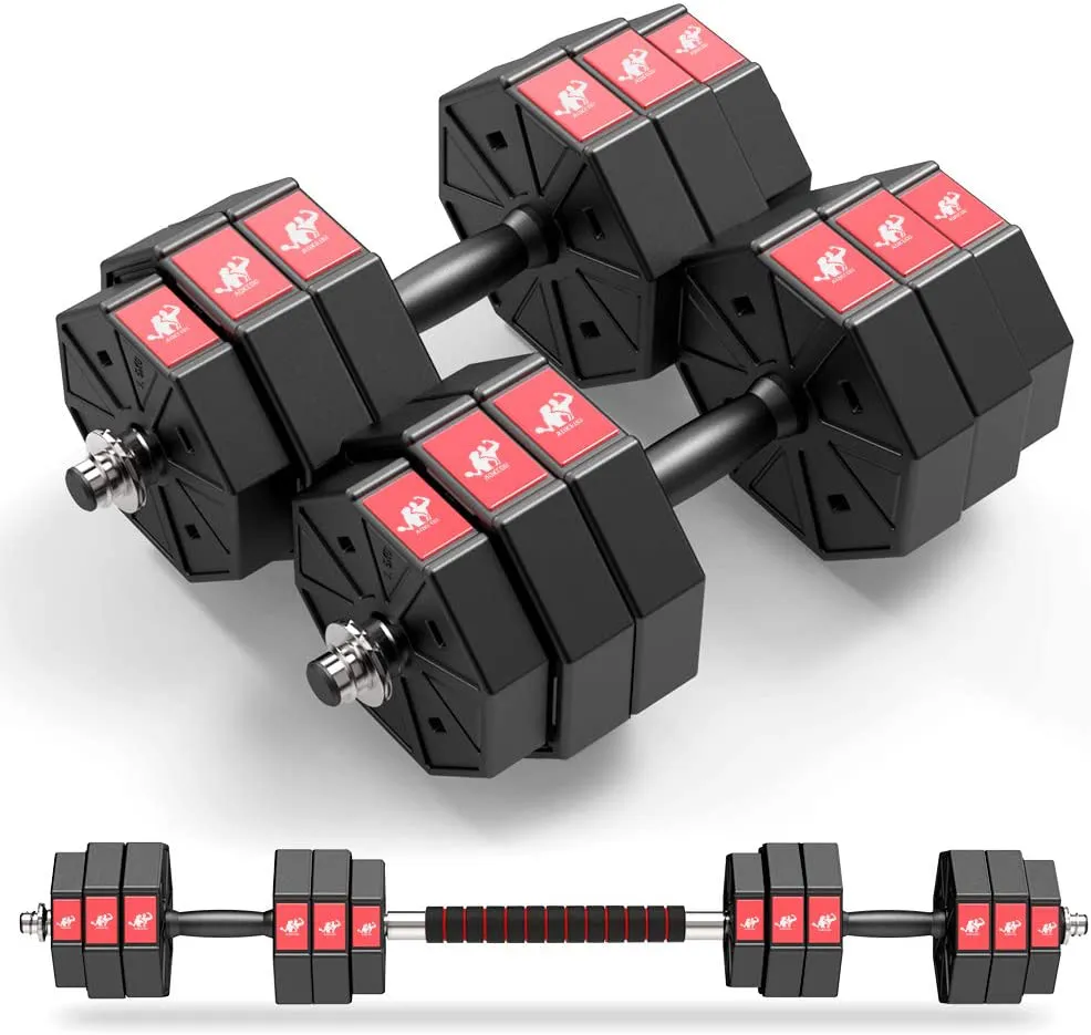 Adjustable Weights Dumbbells Set, 44Lbs 66Lbs 88Lbs 3 in 1 Adjustable Weights Dumbbells Barbell Set, Home Fitness Weight Set Gym Workout Exercise Training with Connecting Rod for Men Women