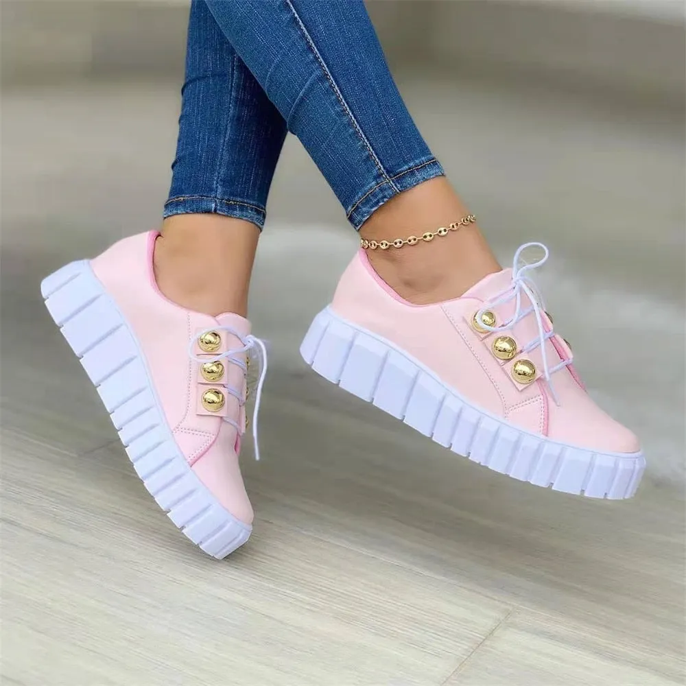 Amozae  New Women's Casual Shoes 2022 All Seasons Daily Ladies Lace Up Vulcanized Shoes 36-43 Large-Sized Female Running Sport Sneakers