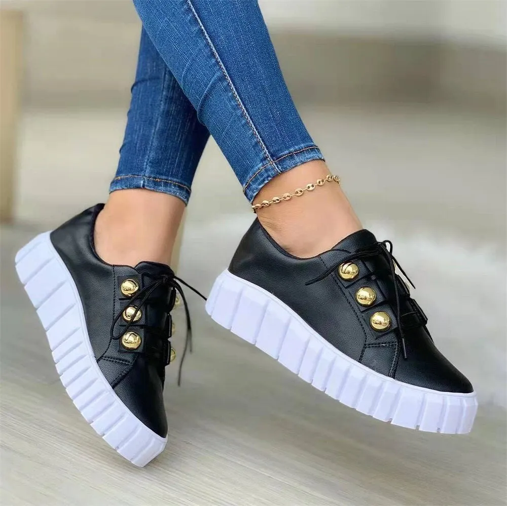 Amozae  New Women's Casual Shoes 2022 All Seasons Daily Ladies Lace Up Vulcanized Shoes 36-43 Large-Sized Female Running Sport Sneakers