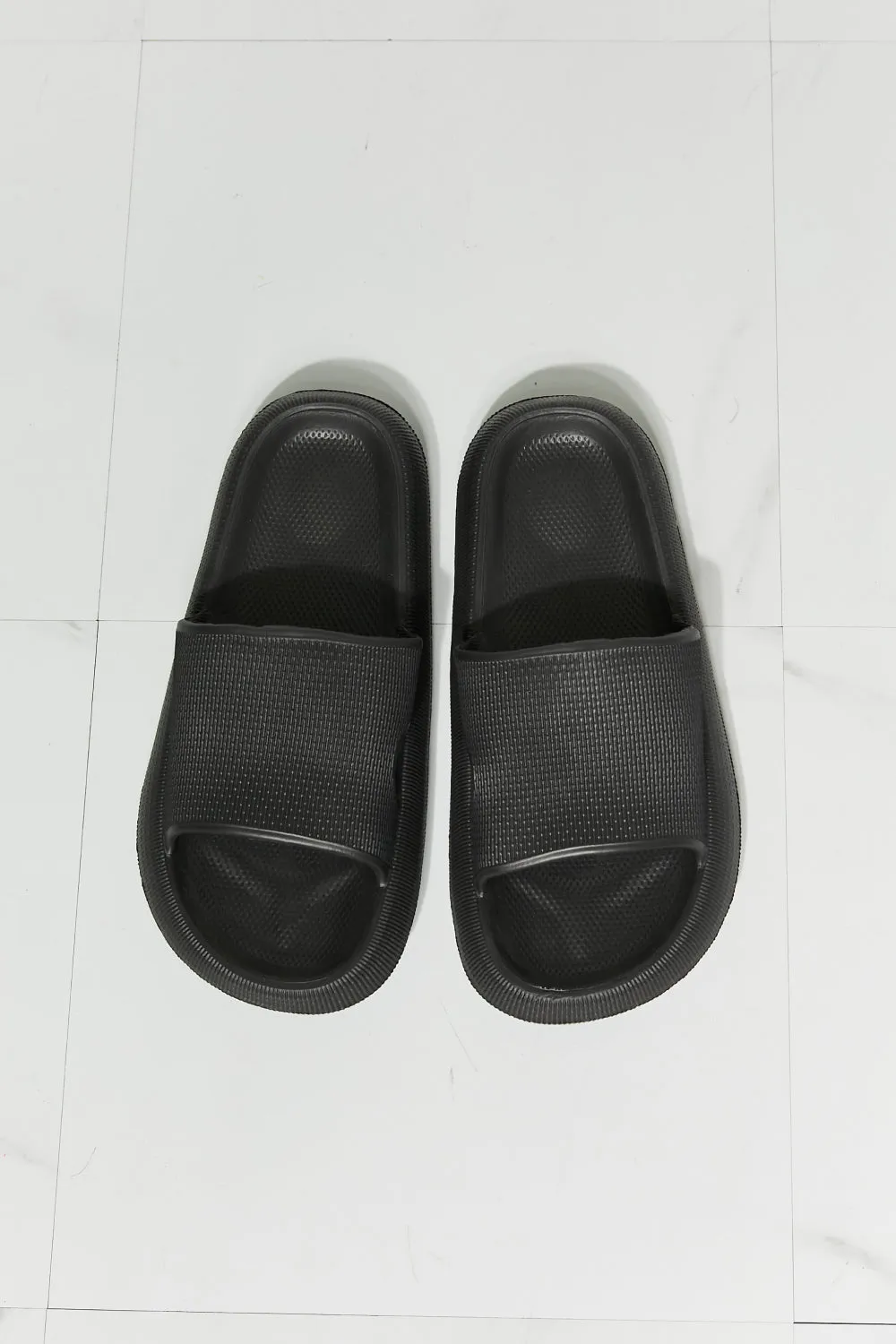 Arms Around Me Open Toe Slide in Black