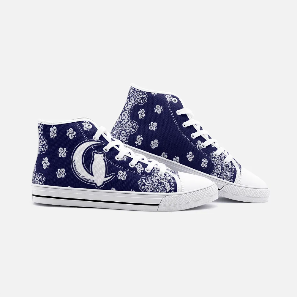 BANDANA NAVY BLUE Unisex High Top Canvas Shoes