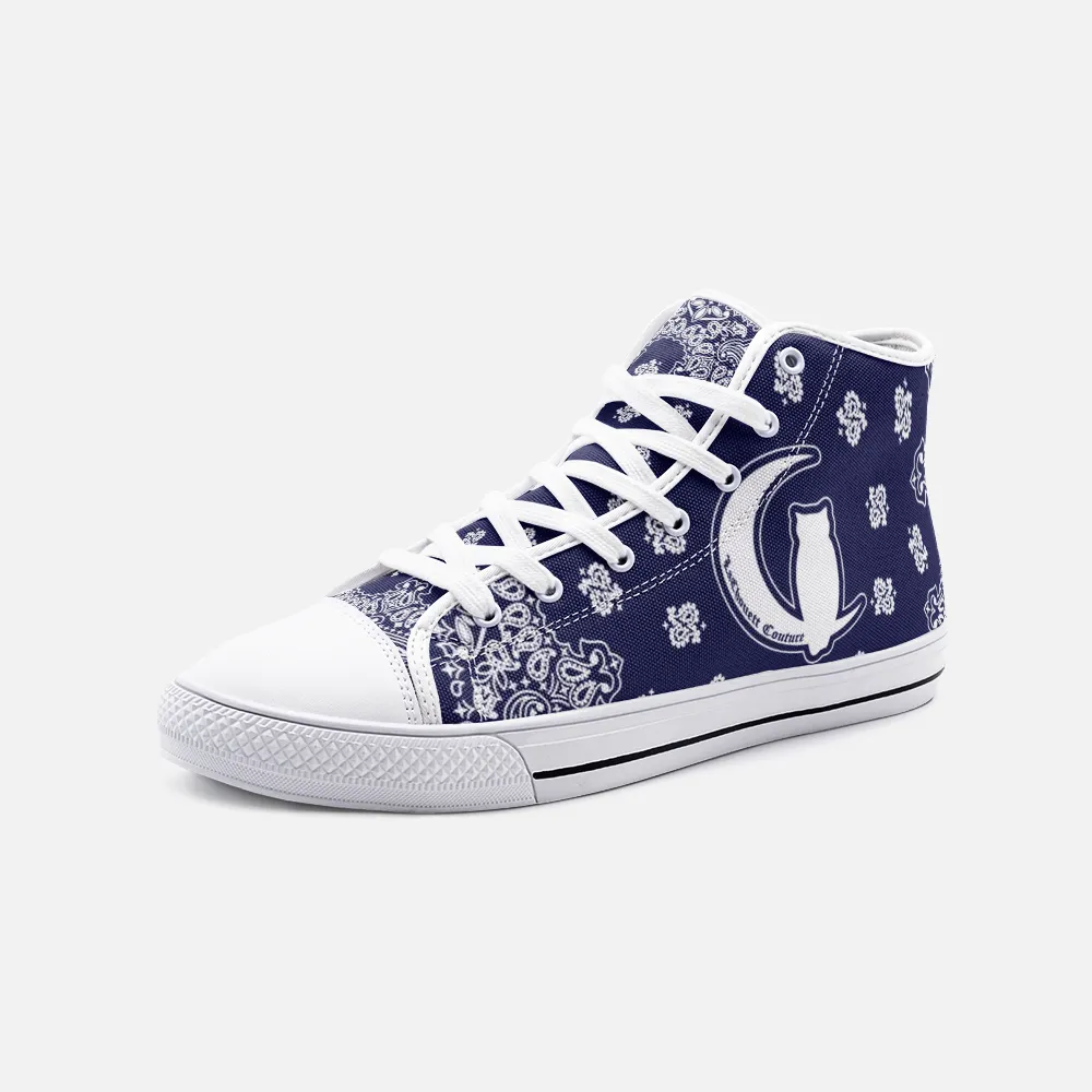 BANDANA NAVY BLUE Unisex High Top Canvas Shoes