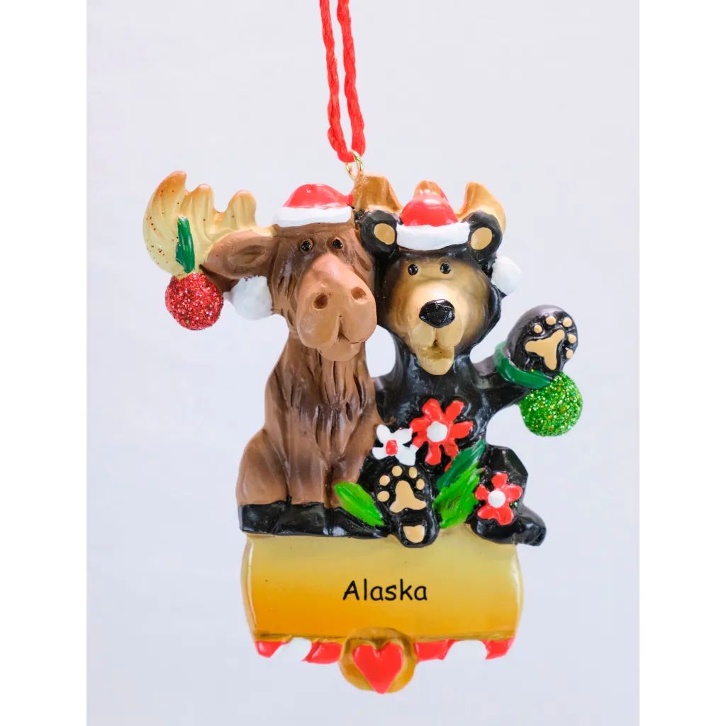 Bear Moose Tracks Alaska Ornament