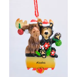 Bear Moose Tracks Alaska Ornament