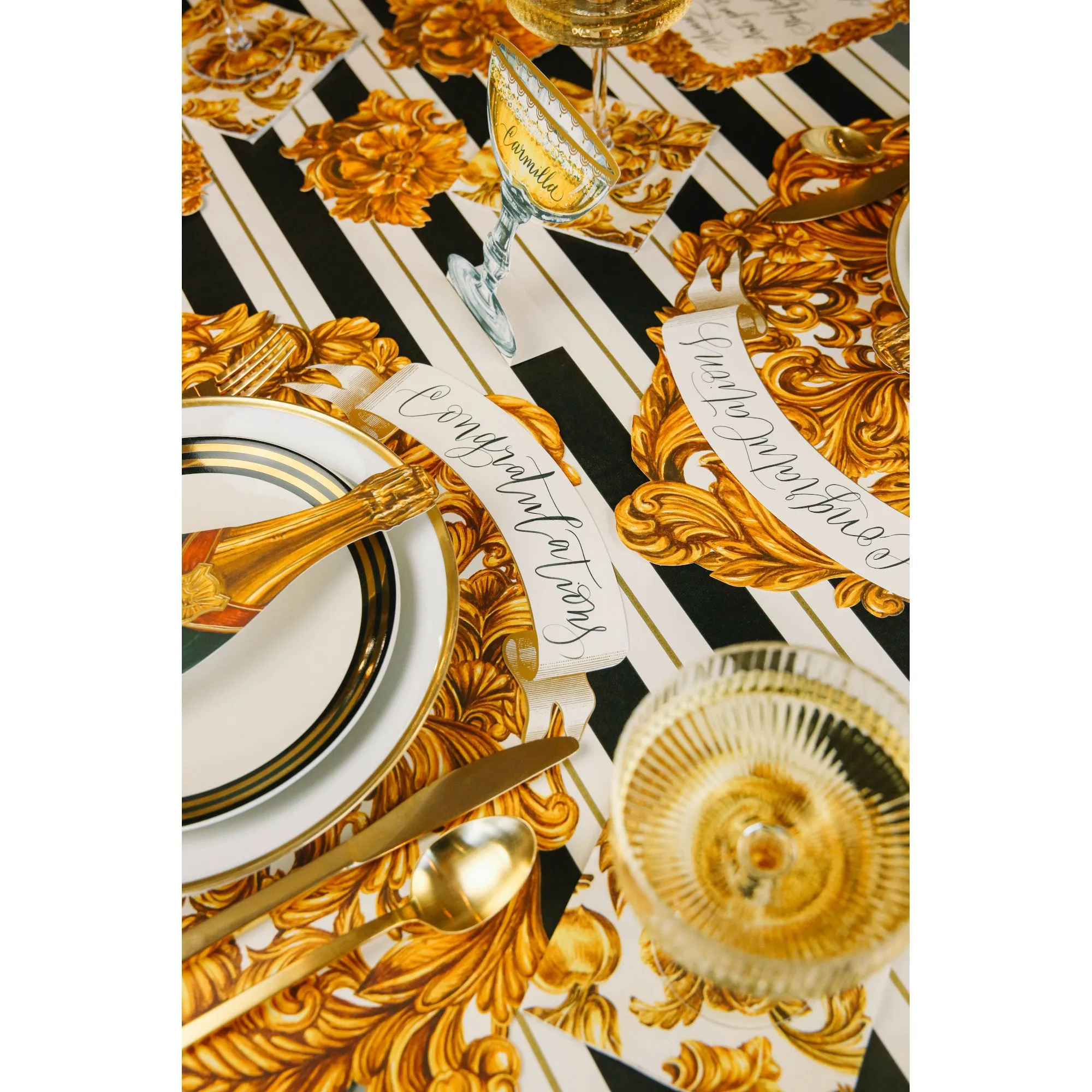 Black & Gold Awning Stripe Runner