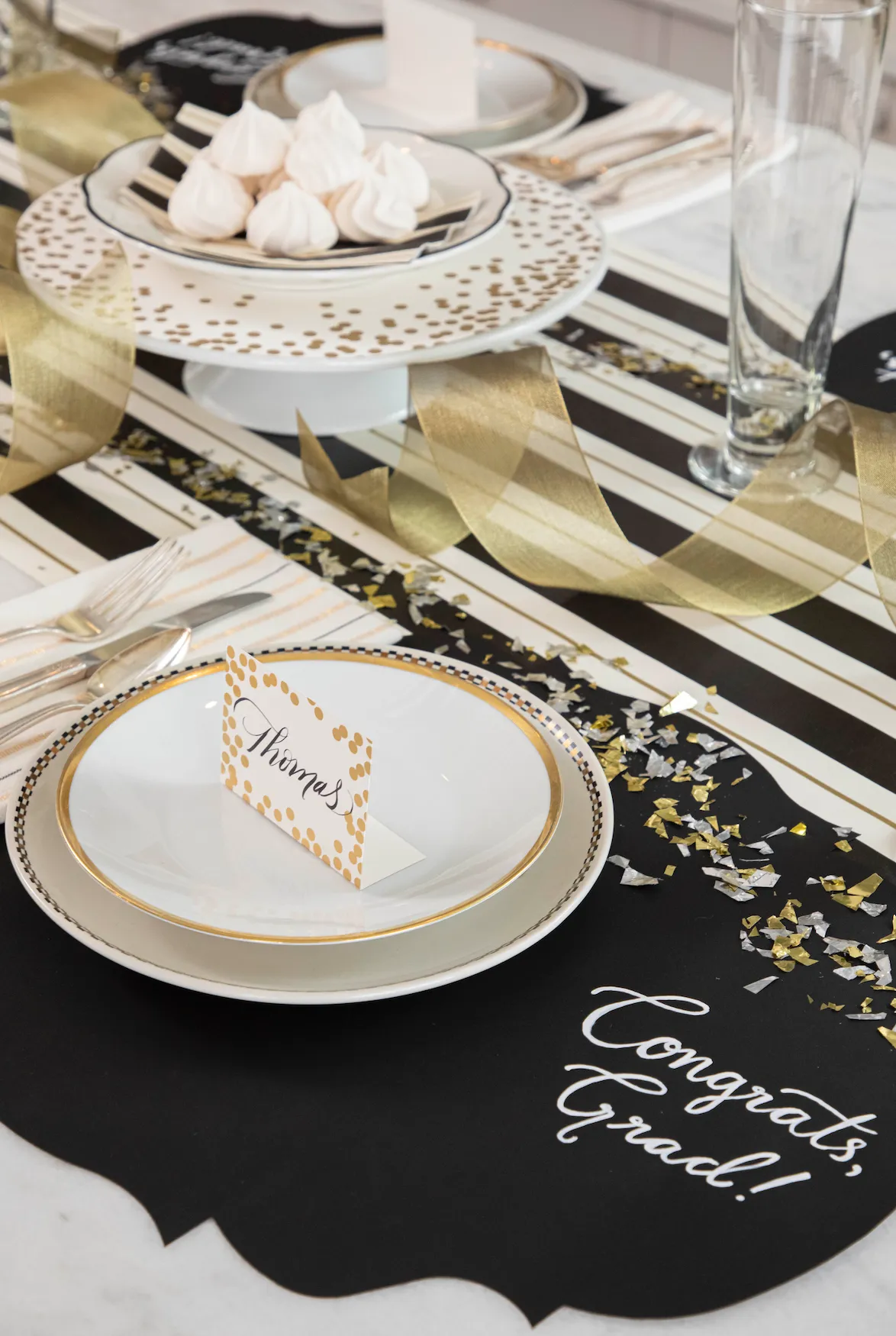 Black & Gold Awning Stripe Runner