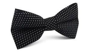 Black Cotton with White Mini Polka Dots Bow Tie