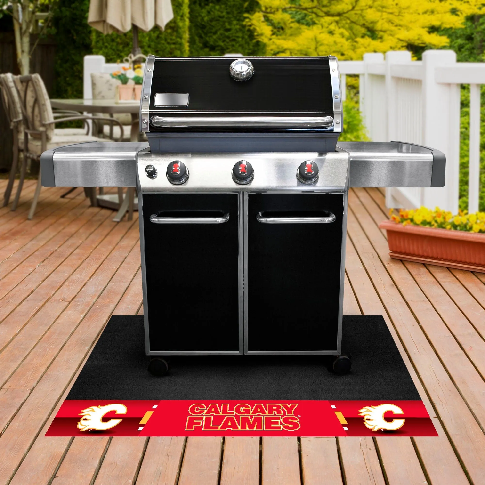 Calgary Flames Vinyl Grill Mat - 26in. x 42in.