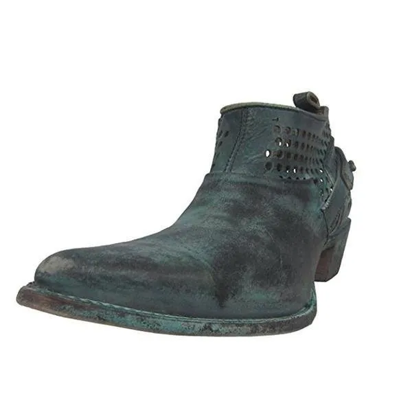 Corral Women's Distressed Green Shortie Pointed Toe Boots - C3051