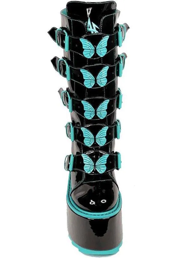 Dune Butterfly [Black/Teal] | PLATFORM BOOTS**