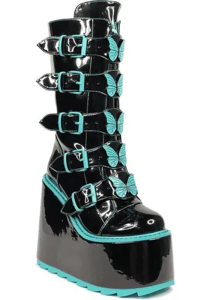 Dune Butterfly [Black/Teal] | PLATFORM BOOTS**