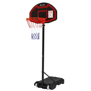 Everfit 2.1M Adjustable Portable Basketball Stand Hoop System Rim Black