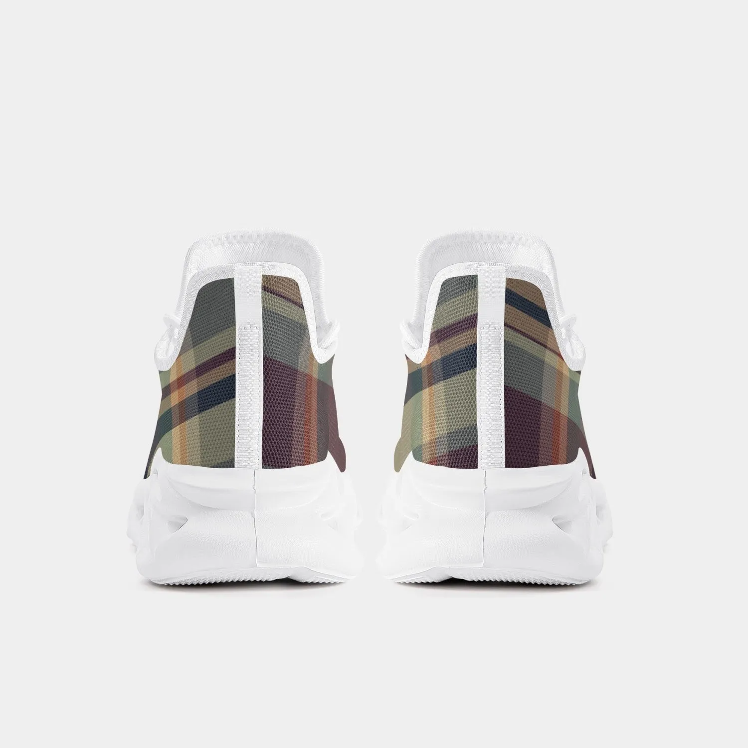 Fall Plaid Bounce Mesh Knit Sneakers - White