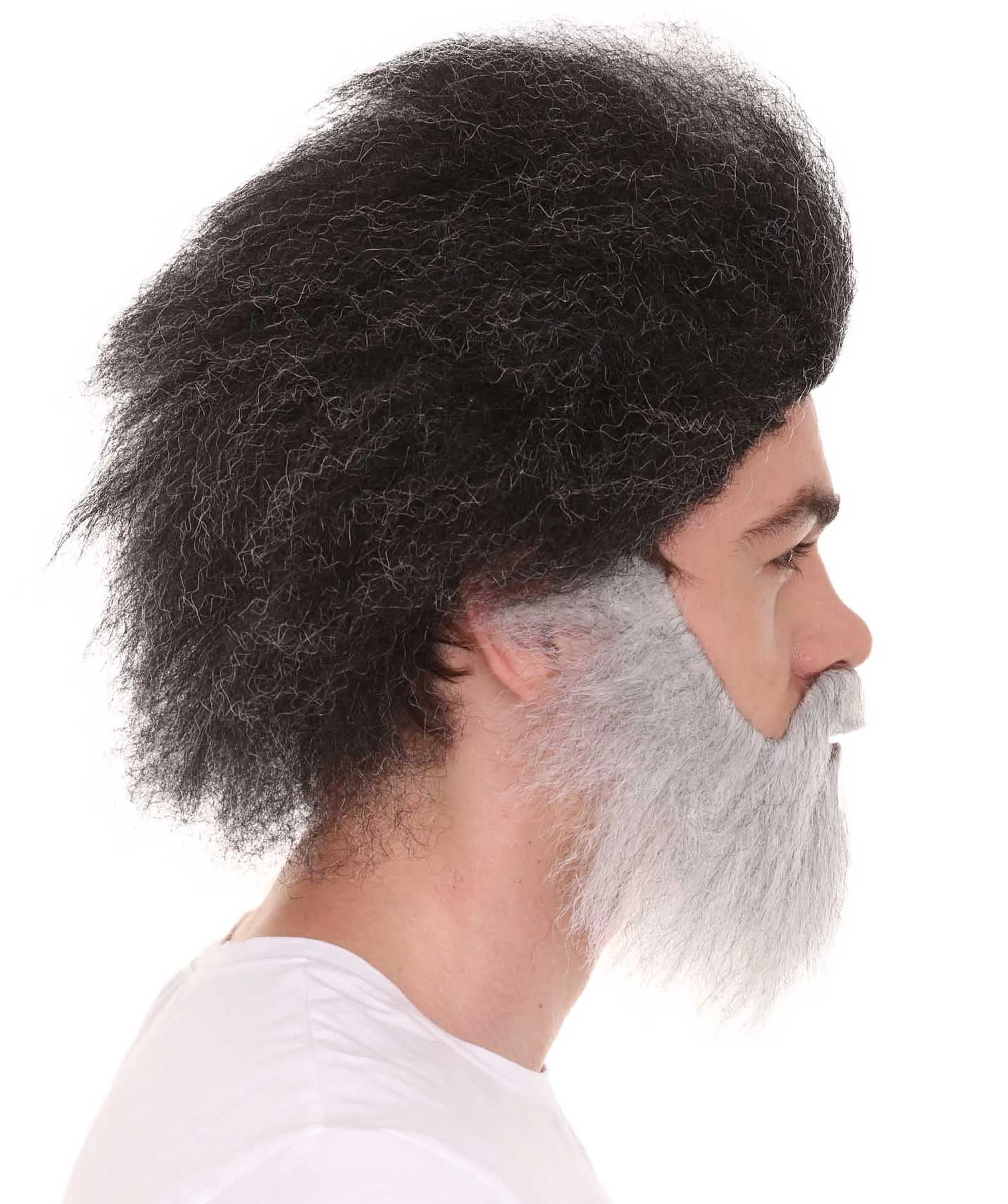 Father Wig with Full Beard , Black and Grey TV/Movie Wigs , Premium Breathable Capless Cap