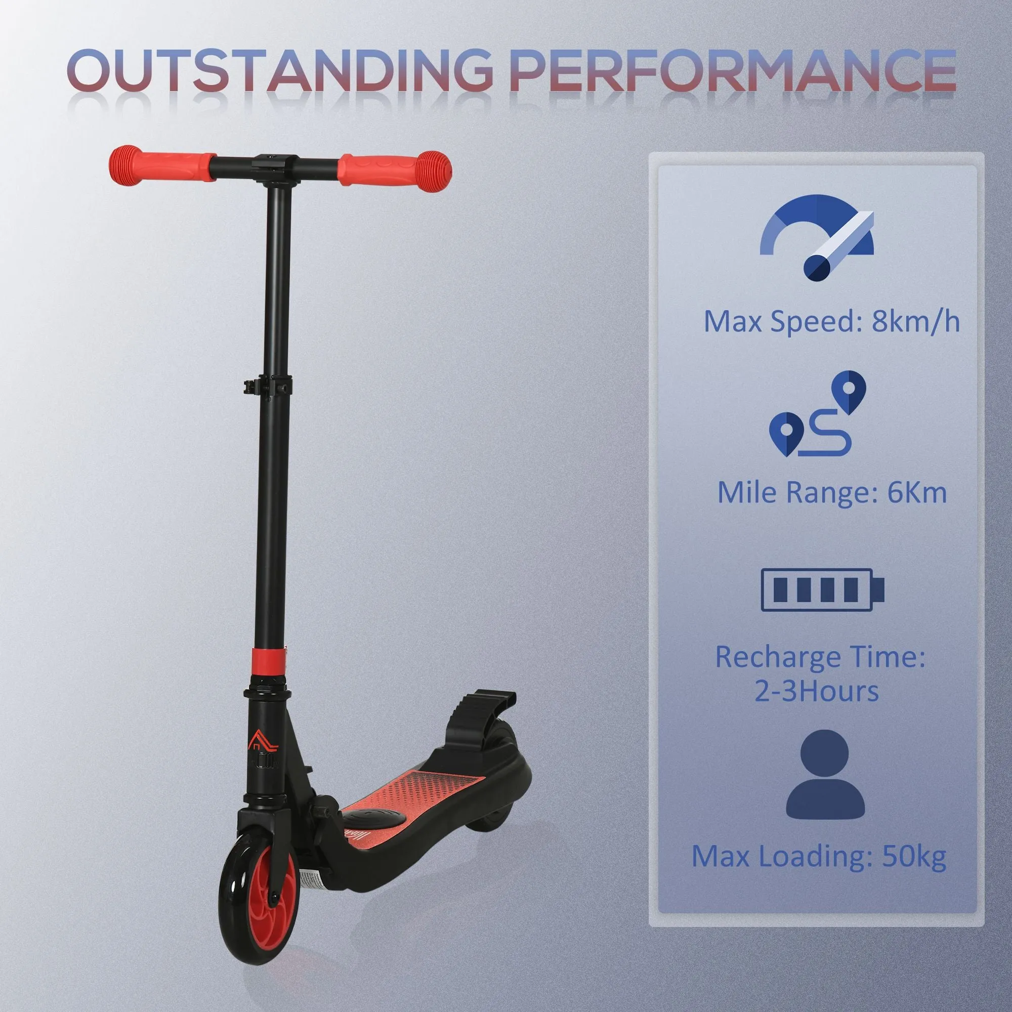 Folding Electric Scooter with Rear Wheel Brake, Red