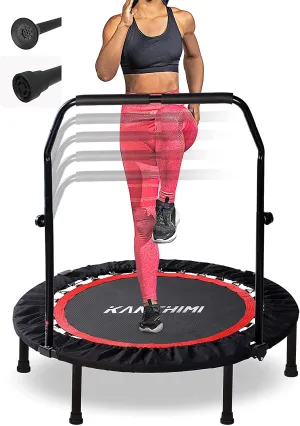 Folding Mini Fitness Indoor Exercise Workout Rebounder Trampoline with Handle, Max Load 330lbs