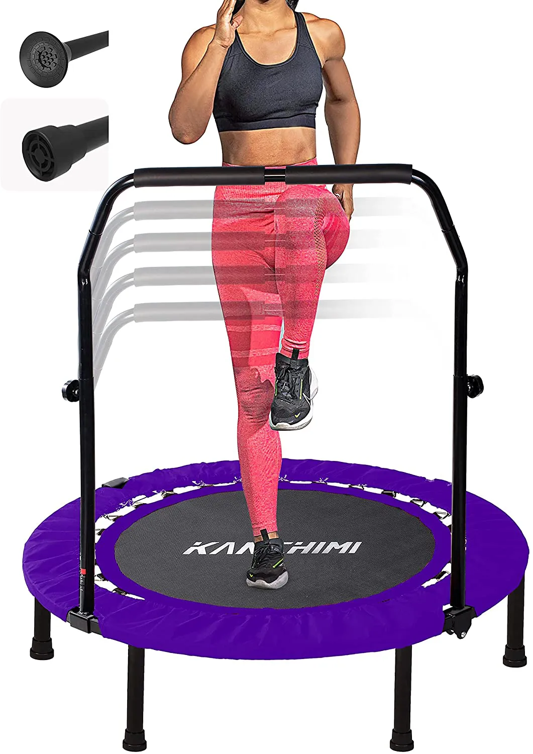 Folding Mini Fitness Indoor Exercise Workout Rebounder Trampoline with Handle, Max Load 330lbs