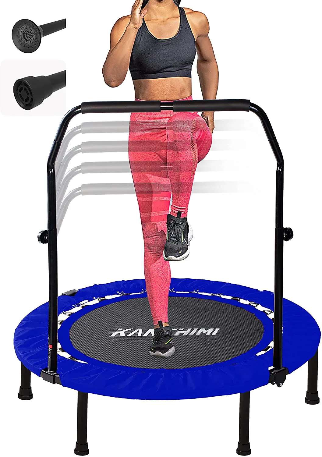 Folding Mini Fitness Indoor Exercise Workout Rebounder Trampoline with Handle, Max Load 330lbs