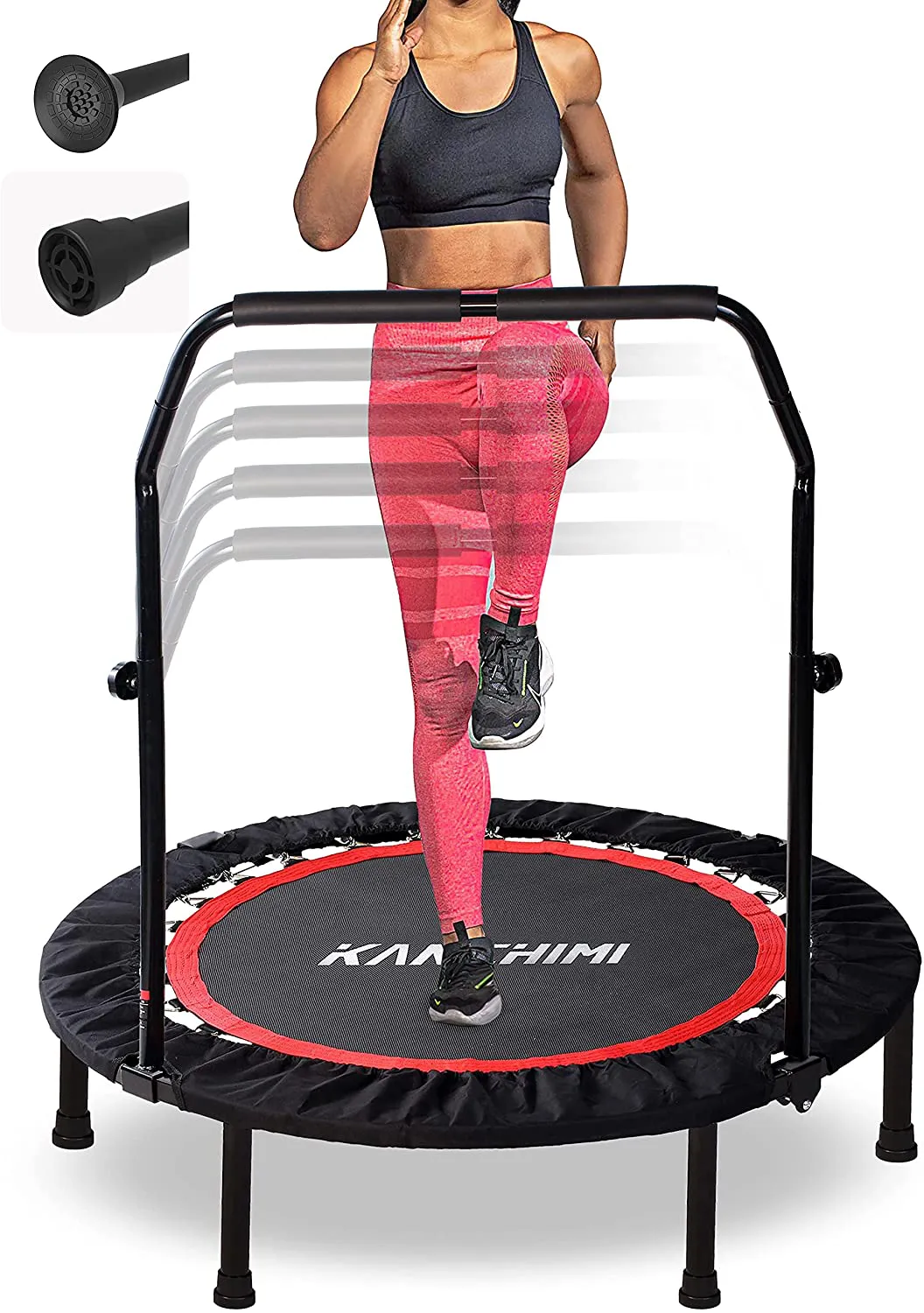 Folding Mini Fitness Indoor Exercise Workout Rebounder Trampoline with Handle, Max Load 330lbs