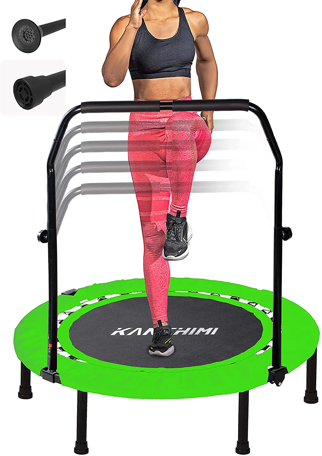 Folding Mini Fitness Indoor Exercise Workout Rebounder Trampoline with Handle, Max Load 330lbs