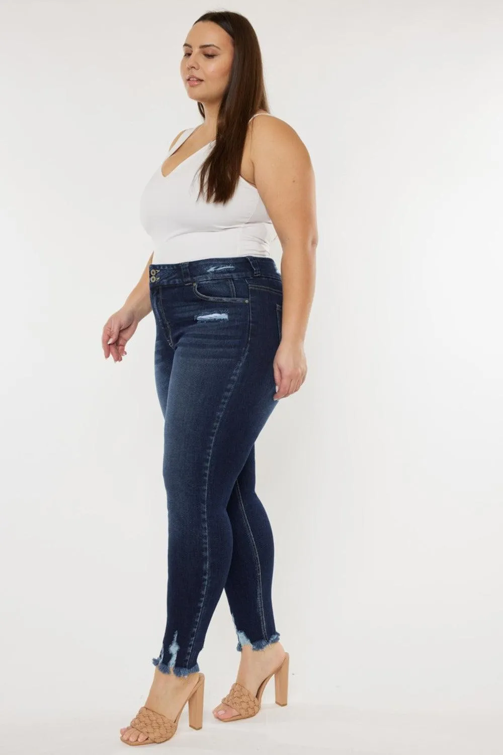 Full Size Raw Hem High Waist Jeans