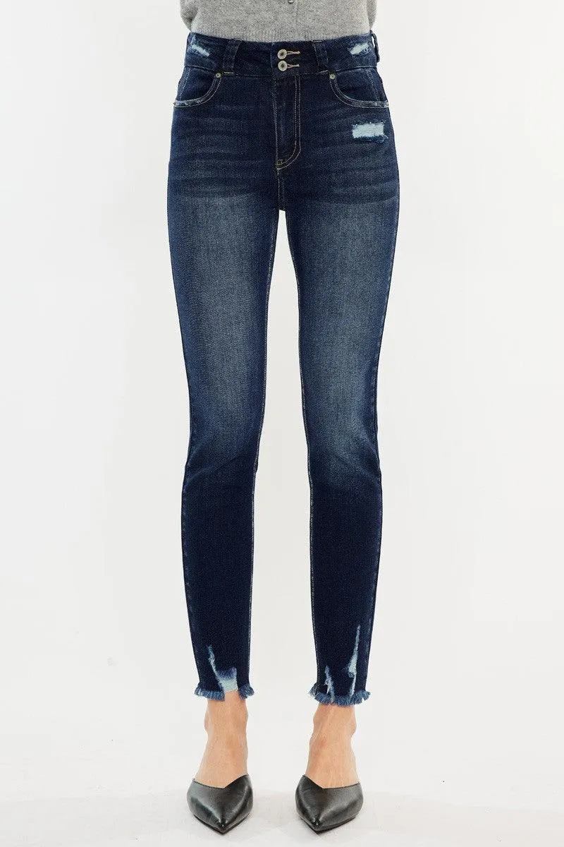 Full Size Raw Hem High Waist Jeans