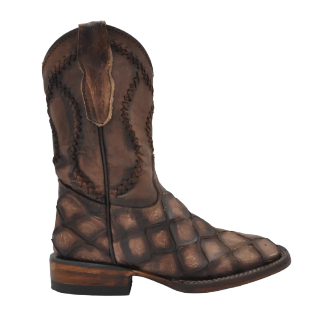 Gavel Kid's Bulldog Fish Skin Chocolate Boot