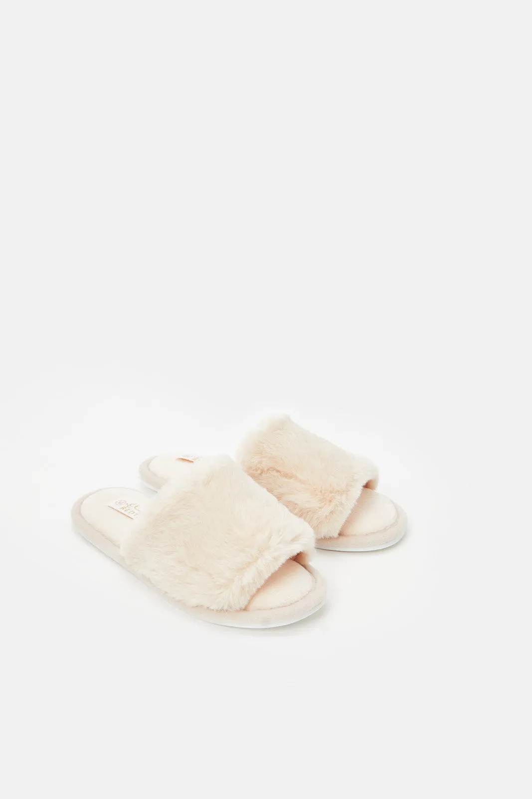 Girls Beige Mule Slipper