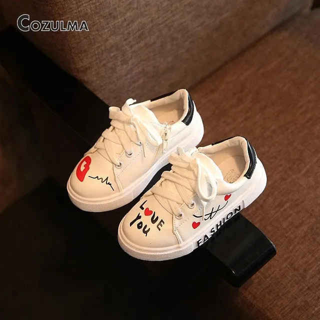 Girls Boys Casual Shoes Sneakers 2017 Spring Children Sport Shoes Baby Boys Shoes Kids Letters Lace-Up Running Shoes Sneakers