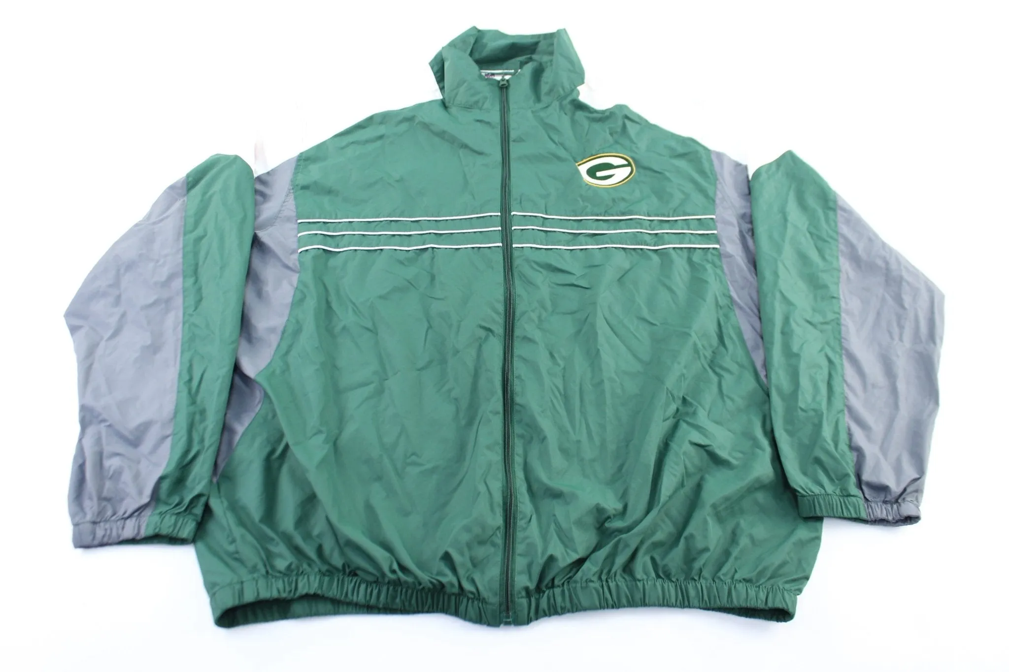 Green Bay Packers Embroidered Logo Green, Grey, & White Zip Up Jacket