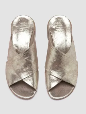 HADRY PLATINO LEATHER SLIDES