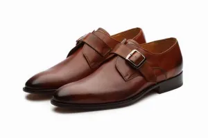 Handmade Brown Monk Strap Leather Shoe