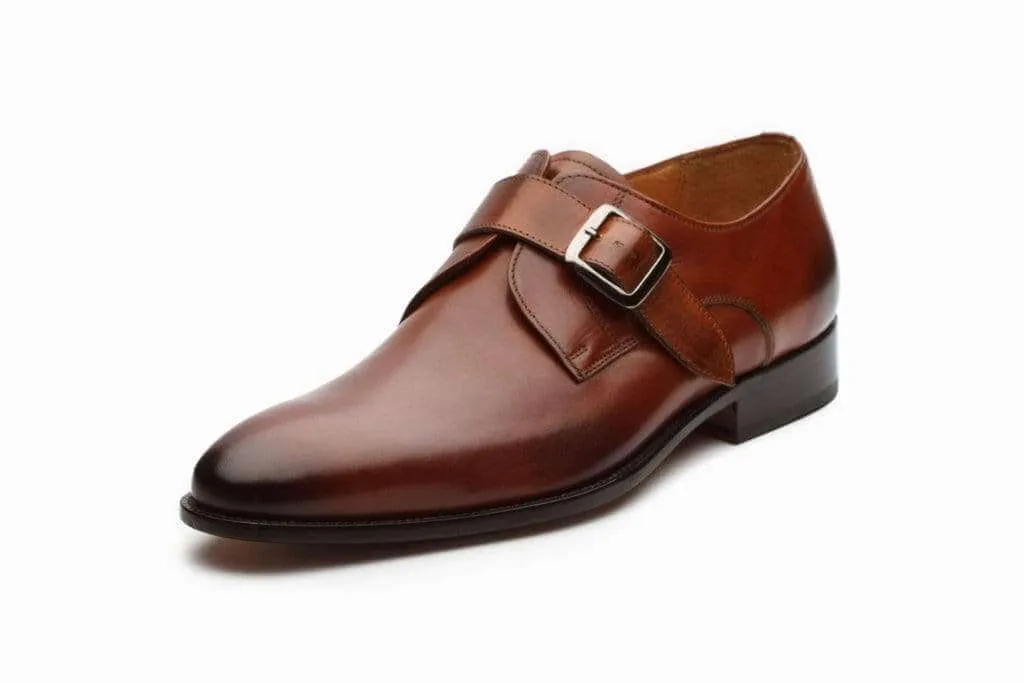 Handmade Brown Monk Strap Leather Shoe