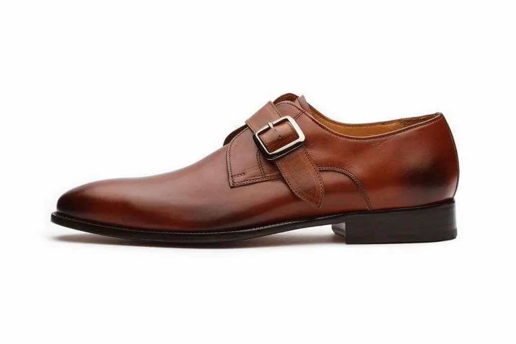 Handmade Brown Monk Strap Leather Shoe